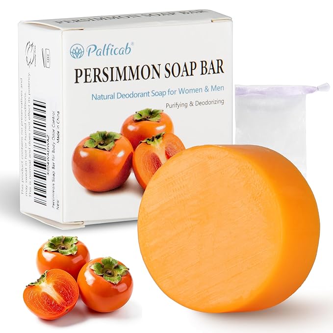 120g Persimmon Soap for Old People Smell, Natural Persimmon Extract Deodorant Body Wash Soap for Men & Women, Gentle Body Odor Control & Eliminator, All Skin Types
