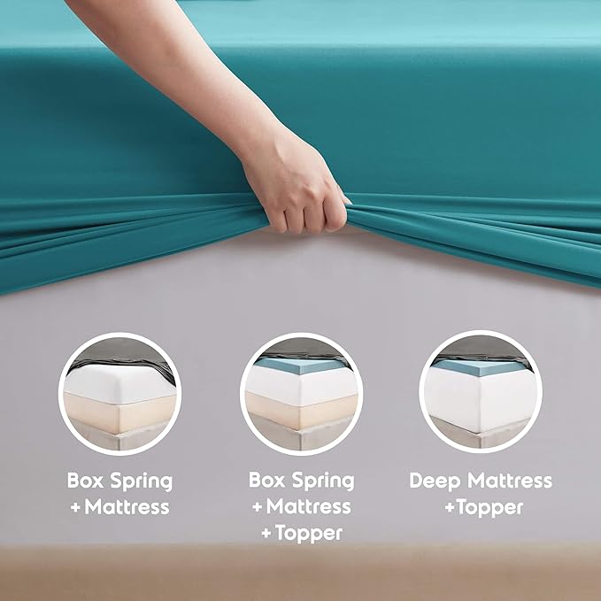 Nestl California King Sheet Set - 1800 Ultra-Soft Microfiber Cal King Bed Sheets - Double Brushed - Deep Pockets - Easy Fit - 4 Piece Set - Bed Sheets (California King, Teal)