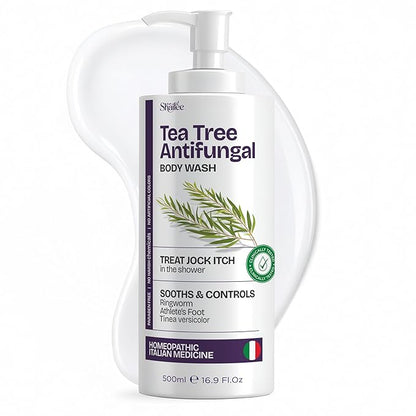 Antifungal Tea Tree Body Wash - Antibacterial Soap for Jock Itch, Eczema, Back Acne, Ringworm Treatment for Humans | Antibacterial Body Soap For Men & Women with 1% Tolnaftate & Tea Tree Oil - 16.9 oz