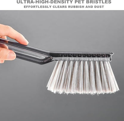 Small Broom with Dustpan Combo Set Mini Broom and Brush Set Hand Sweeper for Cleaning Desk Office Kitchen Pet Nest (Transparent Grey)