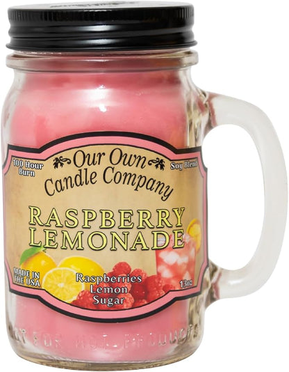 Our Own Candle Company, Raspberry Lemonade Scented Mason Jar Candle, 100 Hour Burn Time, 13 Ounces