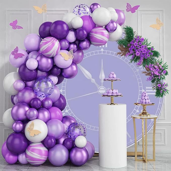 7.2x7.2ft Purple Clock Round Backdrop Cover Happy New Year Countdown Circle Photography Background Christmas New Year Eve Party Decor Congratulations Grad Birthday Party Photo Portrait Props