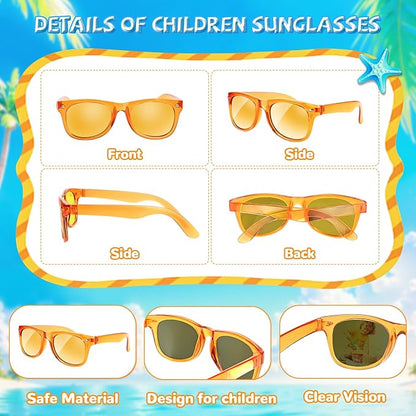 Sunglasses Party Favors for Kids 3-8, Girls Boys Toddler Birthday Sunglass with UV 400 Protection, Neon Glasses for Students Classroom Valentines Easter Goodie Bags Stuffers - 12 Packs
