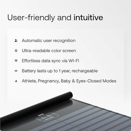 WITHINGS Body Scan - Connected WiFi Scale to Improve Your Health, BIA Personal Scale, Body Composition Analysis, Body Fat, Muscle Mass, Water Percentage