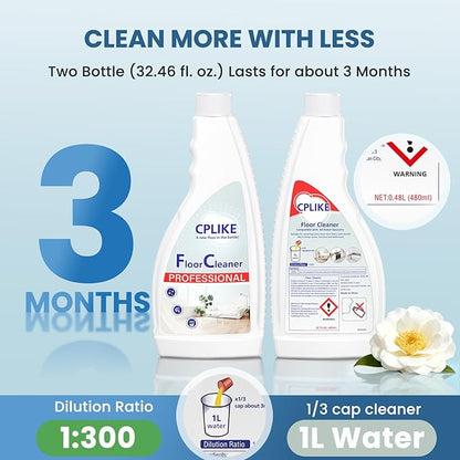Floor Cleaning Solution for Mops, Compatible with Roborock (Qrevo/Q7/Q10/Saros 10R) and Other Brand Robot Vacuum and Mop Cleaner, Tea Tree Scent, 16.23 fl oz, Pack of 2
