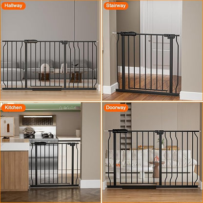 HOOEN 30" Tall Extra Wide Baby Gate for Doorways & Stairs - Large Pressure Mounted Dog & Child Safety Gates