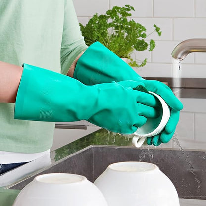 ThxToms Chemical Resistant Nitrile Gloves, Resist Household Acid, Alkali, Solvent and Oil, Latex Rubber Free, 1 Pair Large