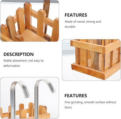 NUOBESTY Wooden Soap Hanging Basket Bathroom Storage Basket Shower Caddy over Tub Hanging Organizer for Bath Accessories