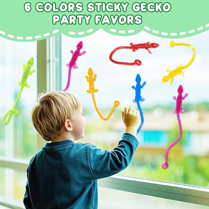 40pcs Sticky Gecko Toys Valentines Classroom Exchange Party Favors Kids Goodie Bag Stuffers Sticky Finger Bulk Toys Lizard Toys Treasure Box Prize Pinata Fillers Birthday Party Supplies Treat Boy Girl