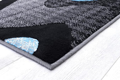 Allstar 5x7 Grey and Gainsboror Grey Modern and Contemporary Rectangular Accent Rug with Turquoise and Charcoal Grey Wavy Zigzag Design (4' 11" x 6' 11")