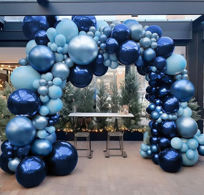 Navy Royal Blue Balloon Arch Kit Double Stuffed Metallic Blue Balloon Garland Varied Sizes for Birthdays Baby Showers Graduations Weddings Proms More Special Occasions