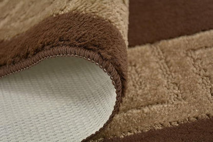 RugStylesOnline Washable Custom Size Runner Rug Meander Design Brown Beige, (2 Feet Length x 26 Inch Width) Custom Cut Slip Resistant Rubber Backing Runner Rugs, Extra Long Runner Rugs for Hallways