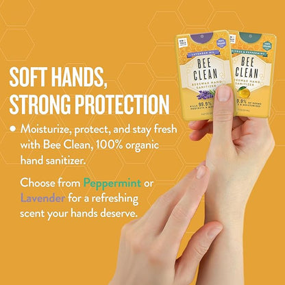 Organic Beeswax Hand Sanitizer Spray - 4-Pack (Citrus Peppermint), Travel Size Mist Spray with Organic Ethyl Alcohol, Moisturizing and Refreshing with Essential Oils, Non-Toxic, Made in USA