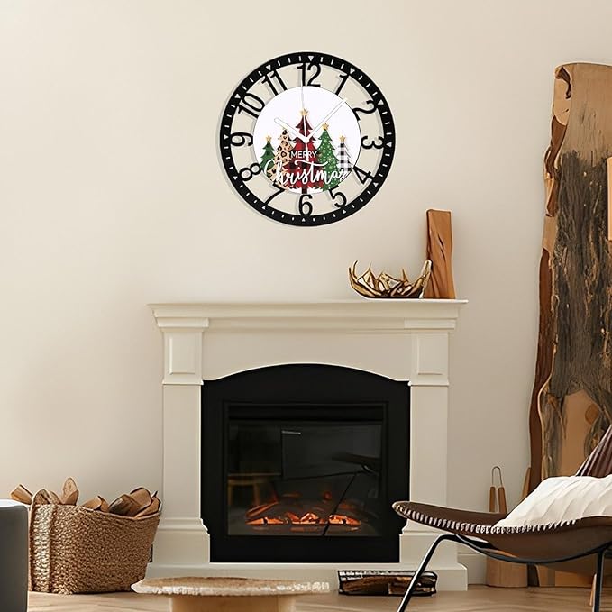 Wall Clock 10 Inch Silent Non-Ticking Modern Clocks Battery Operated - Analog Small Classic for Office, Home, Living Room,Bathroom, Kitchen, Bedroom, School,Snowman Clock