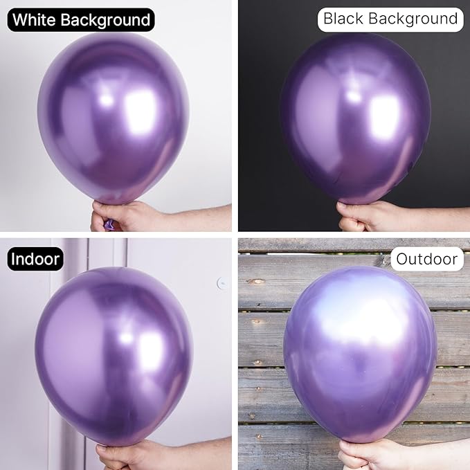 PartyWoo Metallic Purple Balloons 50pcs 12 Inch Chrome Purple Latex Helium Balloons for Mardi Gras Graduation Wedding Bachelorette Baby Shower Anniversary Birthday Party Decorations Purple-G105