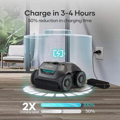 AIPER Seagull Pro Cordless Robotic Pool Cleaner, WavePath Navigation, Wall-Climbing, Quad-Motor, 150 mins Runtime for Inground Pools up to 1,600 sq.ft