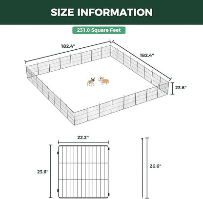 FXW MiniPaws Unleashed Dog Playpen for Yard & RV Camping, Expandable 24-inch 32 Panels for Puppies and Small Dogs, Portable for Indoor and Outdoor Use