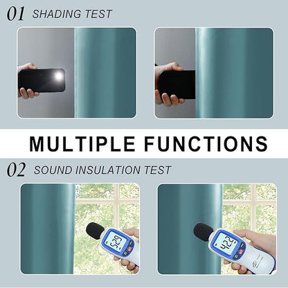 XWZO 100% Blackout Curtains - Thermal Insulated Black Liner Curtains, Noise Reducing and Heat Blocking Drapes for Hall and Studio Windows with Tiebacks, Stone Blue, W52 x L72, Set of 2