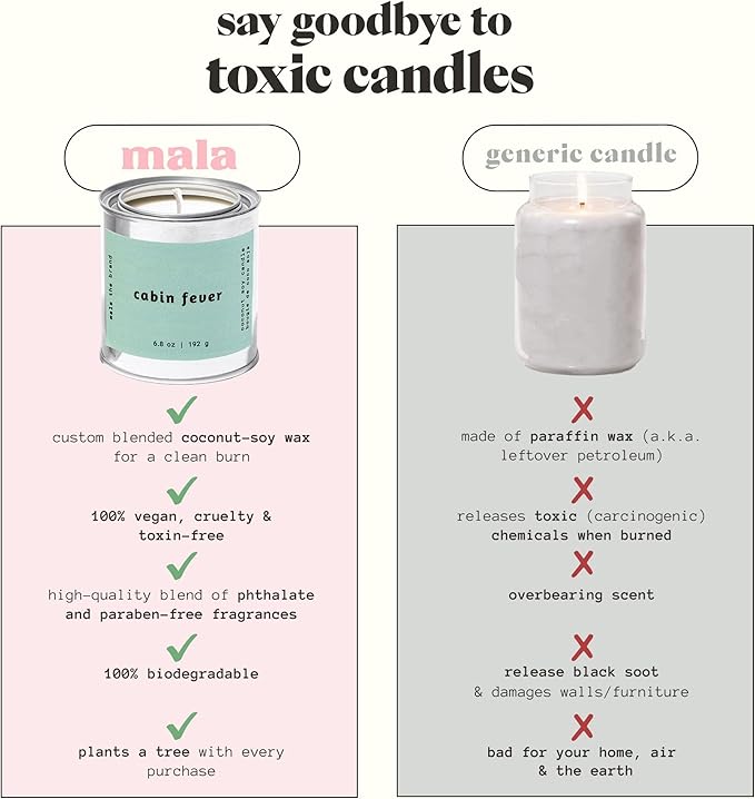 MALA Cabin Fever Cypress Evergreen & Moss Candle for Home – Forest‑Inspired Aromatherapy – Vegan Soy – 45 Hour Clean Burn – Organic Non‑Toxic Candles – Cozy Room Decor – 6.8 oz
