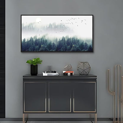 Wapluam Large Canvas Prints Wall Art For Living Room Black Framed Wall Decor For Bedroom Fashion Office Wall Painting Mountain Forest Trees Landscape Pictures Home Decorations Mural Artwork 30x60