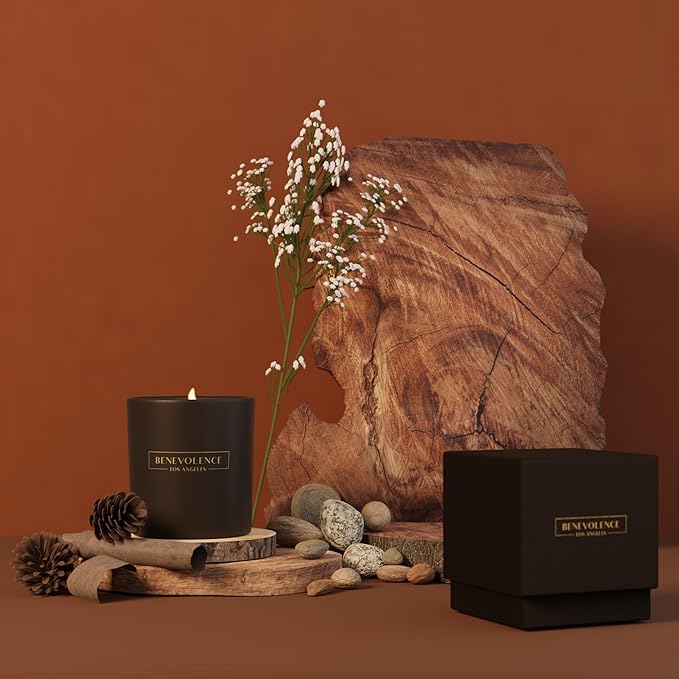 Benevolence LA Pine Scented Candle | Soy Candles, Black Candle for Home | Gifts for Women and Men | Home Fragrance | Aromatherapy | Bathroom Freshener | 8oz, 45 Hour Burn