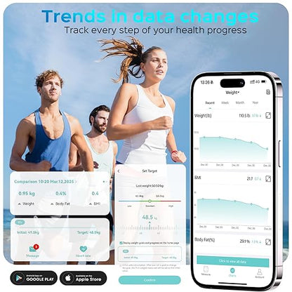 Lepulse Scale for Body Weight, Smart Digital Bathroom Weight Scale with BMI Muscle Mass 20 Body Composition Metrics,4.68"Large Display Body Fat Scales, Heart Rate, Accurate Bluetooth Weighing with App