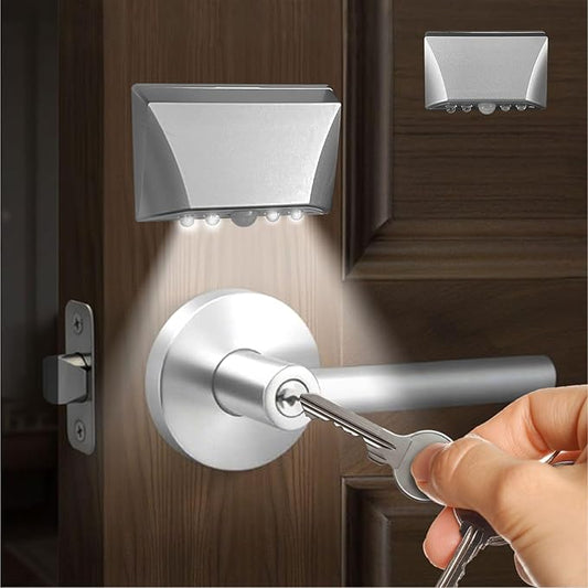 Silver Motion Sensor Keyhole Light - Automatic on/Off Infrared LED, Suitable for Front Doors, corridors, Stairs in The Dark | 3-Way Installation （Magnetic Suction、Adhesive and Screw）