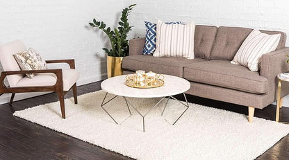 Unique Loom Solid Shag Collection Area Rug (5' 1" x 8' Rectangle Pure Ivory)