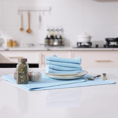 Kitinjoy 100% Cotton Waffle Weave Kitchen Towels (13 X 28 Inches, Sky Blue), 6-Pack Super Soft and Absorbent Dish Towels for Drying Dishes, Kitchen Hand Towels