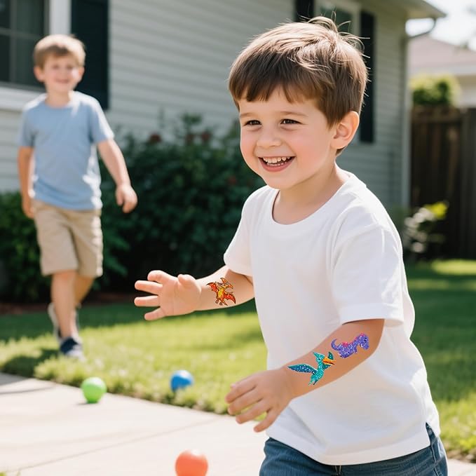 150+ Kids Glitter Temporary Tattoos for Boys – Individually Wrapped, Waterproof Tattoo Stickers – Mermaid, Dinosaur, Animal, Ocean, Space & More