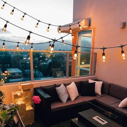 96FT Outdoor Patio Lights Color Changing, RGB LED String Lights with 32 E26 Shatterproof Edison Bulbs, Dimmable Patio String Lights for Backyard Garden, 2 Remote Controllers