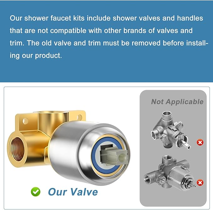 HUCKLE Shower Faucet Set with Shower Head, 8-Inch Brushed Nickel Shower Faucet with Valve, Single-Handle Rainfall Shower Trim Kit, Matte Black Shower Fixtures for Bathroom