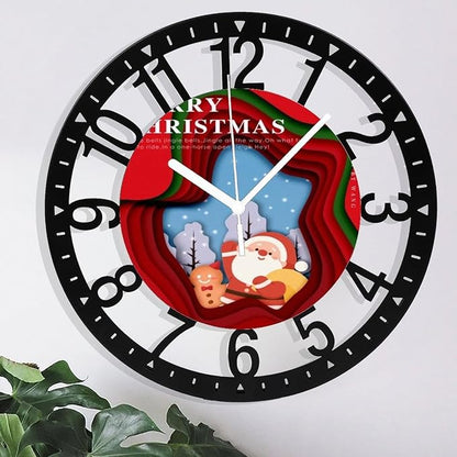 Wall Clock 10 Inch Silent Non-Ticking Modern Clocks Battery Operated - Analog Small Classic for Office, Home, Living Room,Bathroom, Kitchen, Bedroom, School,Snowman Clock