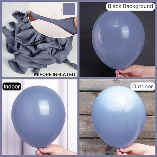 PartyWoo Dusty Blue Balloons 50 pcs 12 inch Boho Blue Balloons for Graduation Wedding Baby Shower Gender Reveal Anniversary Birthday Party Decorations Blue-F16