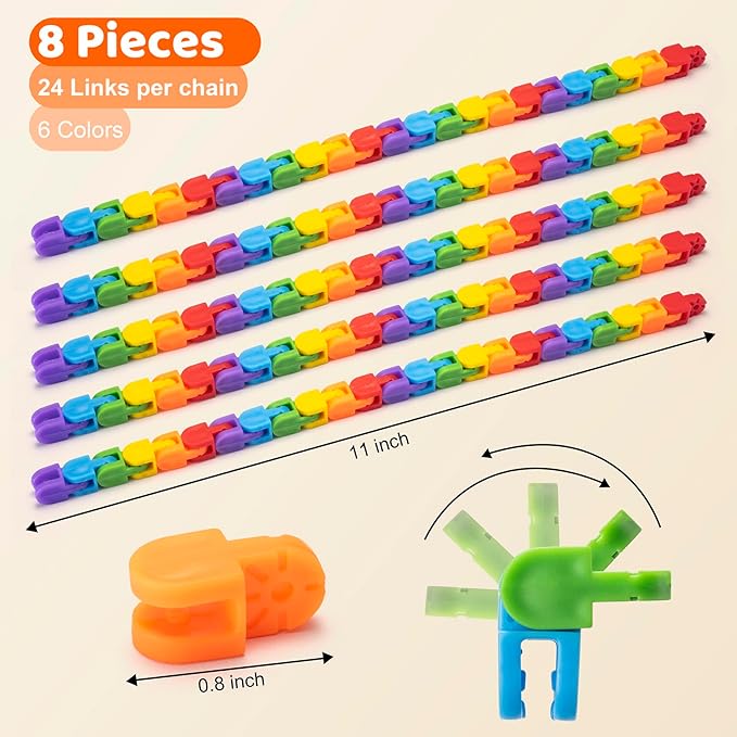 30pcs Rainbow Party Favors , Bulk Wacky Track Fidgets Toys Snap and Click ,Goodie Bag ,Prizes,Back to School Birthday Students Classroom Fidgets Stocking Stuffers Gift for Kid Teen