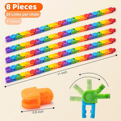 30pcs Rainbow Party Favors , Bulk Wacky Track Fidgets Toys Snap and Click ,Goodie Bag ,Prizes,Back to School Birthday Students Classroom Fidgets Stocking Stuffers Gift for Kid Teen