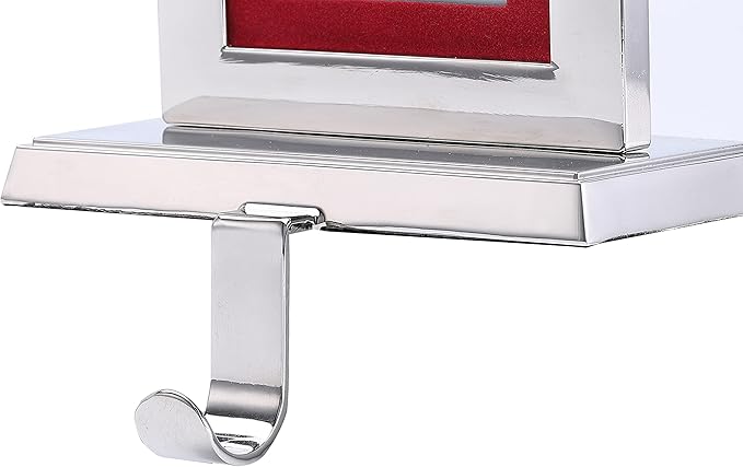 BIRDROCK HOME Photo Frame Stocking Holder - 1pk - Holiday Greetings Mantle Fireplace Topper - Decorative Christmas Stocking Holder - Stainless Steel