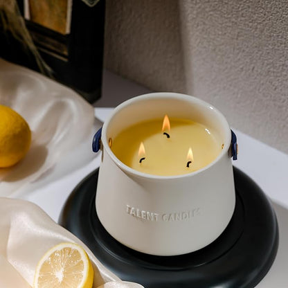 Candles for Home Scented - Scandinavian Style 3 Wick Candle - 30 Hours Long-Lasting Ceramic Candle Jar - Soy Candles Non Toxic with Minimalist Design - Summer Night