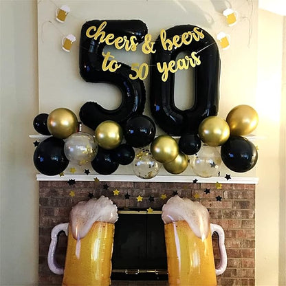 Black Foil Balloon Number 2, 40'' Giant Self Inflating Number Balloons Set 0-9, Large Number 2 Helium Balloon for Girls Boys 2nd Birthday Graduation Anniversary Halloween Party Decorations Supplies