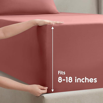 Nestl Twin Sheet Set - 1800 Ultra-Soft Microfiber Twin Bed Sheets - Double Brushed - Deep Pockets - Easy Fit - Extra Soft - 3 Piece Set - Bedding Sheets & Pillowcases (Twin, Pink Clay)