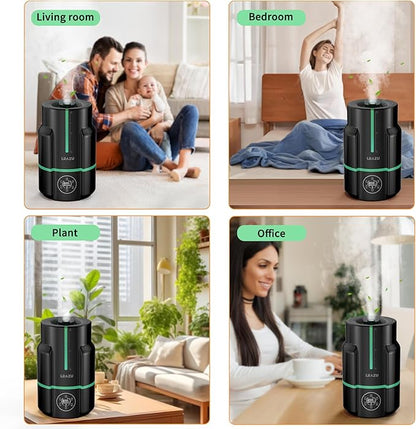 6L Humidifiers for Bedroom, 60H Runtime 26 dB Quiet Supersized Cool Mist Air Humidifiers for Large Room, Baby Nursery, Plant, Indoor, Night Light, Easy to Clean, Precise Humidity Control