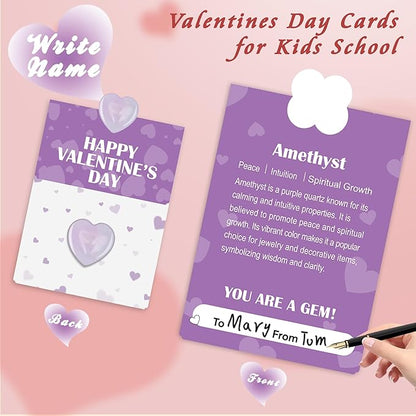 21 Pack Valentine’s Day Gifts for Kids, Valentine’s Day Cards with Heart-Shaped Crystal Gemstones for School Classroom Exchange, Valentine Party Favors&Goody Bag Fillers for Girls and Boys Ages 4–12