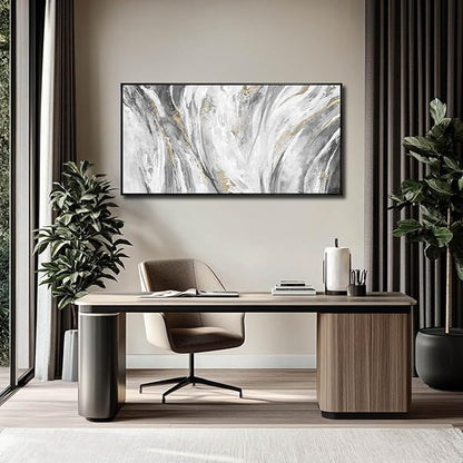 SOUGUAN Canvas Wall Art Black And White Prints Wall Art Decor Large Size Wall Pictures with Frame Artwork Abstract Painting Water Wall Decorations for Living Room Bedroom Office 20”x 40”