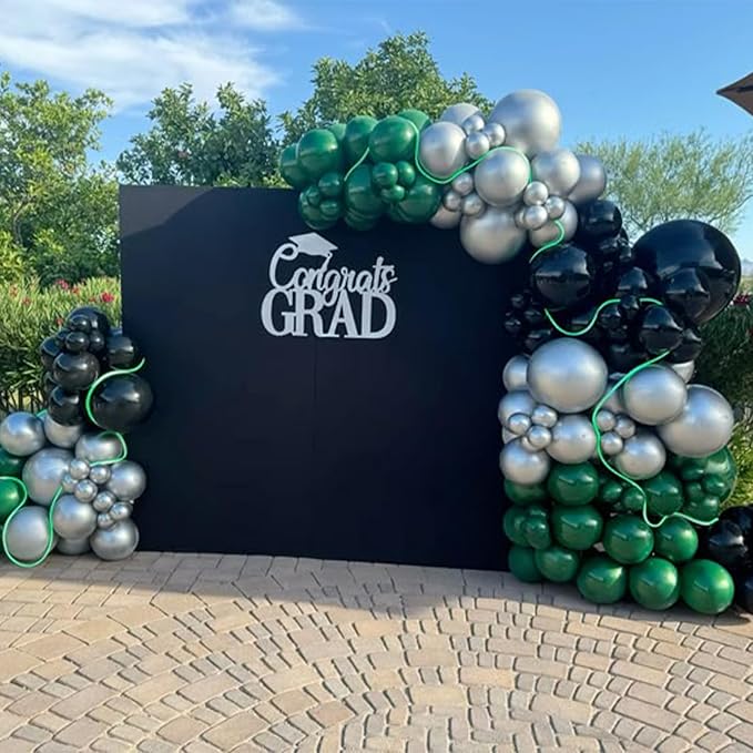 Dark Green Black Silver Balloon, 60 Pcs 12 Inches Silver Green Black Confetti Balloons for Boys Men Football Video Gamer Soccer Army Graduation Baby Shower Birthday Party Decorations