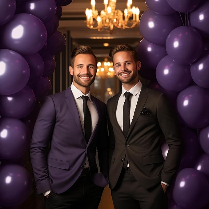 130PCS Lilac Balloons, 18/12/10/5 Inch Latex Balloons with Ribbon, Party Balloons for Birthday Wedding Graduation Baby Shower Decorations