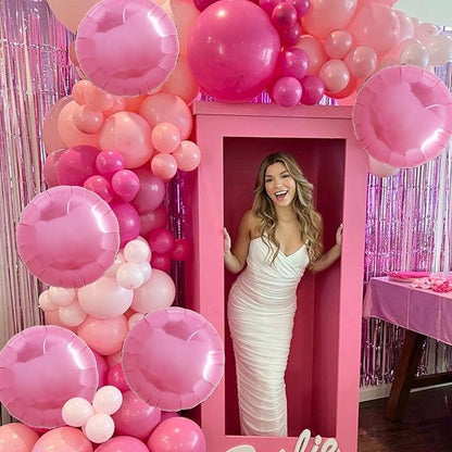 TONIFUL 30Pcs 18 Inch Round Balloons Large Pink Round Shape Foil Ballons Big Pink Round Helium Mylar Decorations for Birthday Wedding Baby Shower Anniversary Engagement Party Supplies