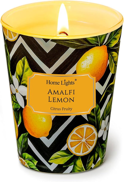 HomeLights Large jar Candle | 1-Wick Long-Lasting Scented Candles, 6.7oz Natural Soy Wax Candle for Home Scented, Eclectic Mixed Styles Gifts for Women & Men, Amalfi Lemon