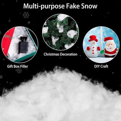 ANVAVO 36 Ounces Christmas Fake Snow Decor Indoor Outdoor Soft Fluffy Cotton Snow Artificial Snow for Christmas Village Crafts Christmas Tree, Nativity and Winter Display Decorations, 3 Bags