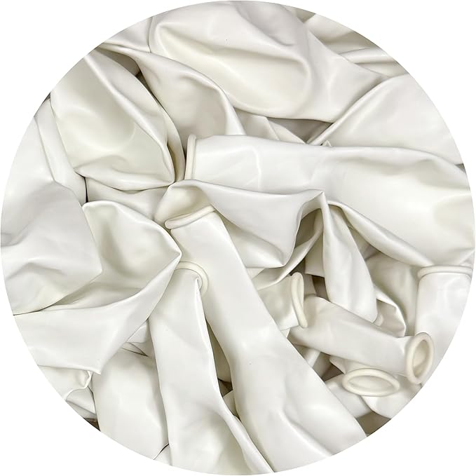White Balloons 50 Pack, 12 Inch White Latex Balloons For Birthdays, Weddings, Baby Showers, Holidays