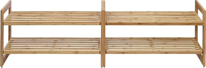 TRINITY BASICS EcoStorage 2-Tier Bamboo Stackable Shoe Rack, Pack of 2